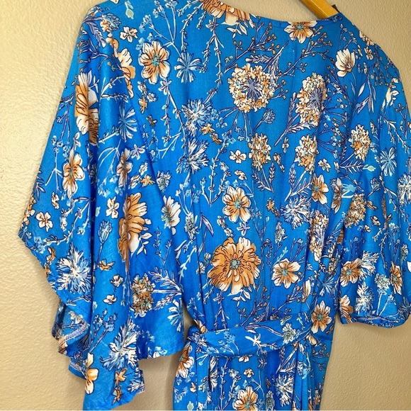 The Fox and the Mermaid Bohemian Jodoh Maxi Wrap Dress Floral Ruffle Flowy - Picture 4 of 11